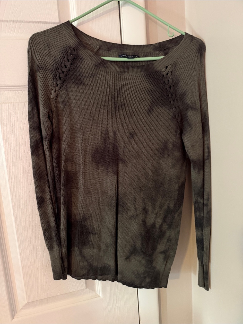 Women’s Olive Tie-Dye Knit Sweater - American Eagle